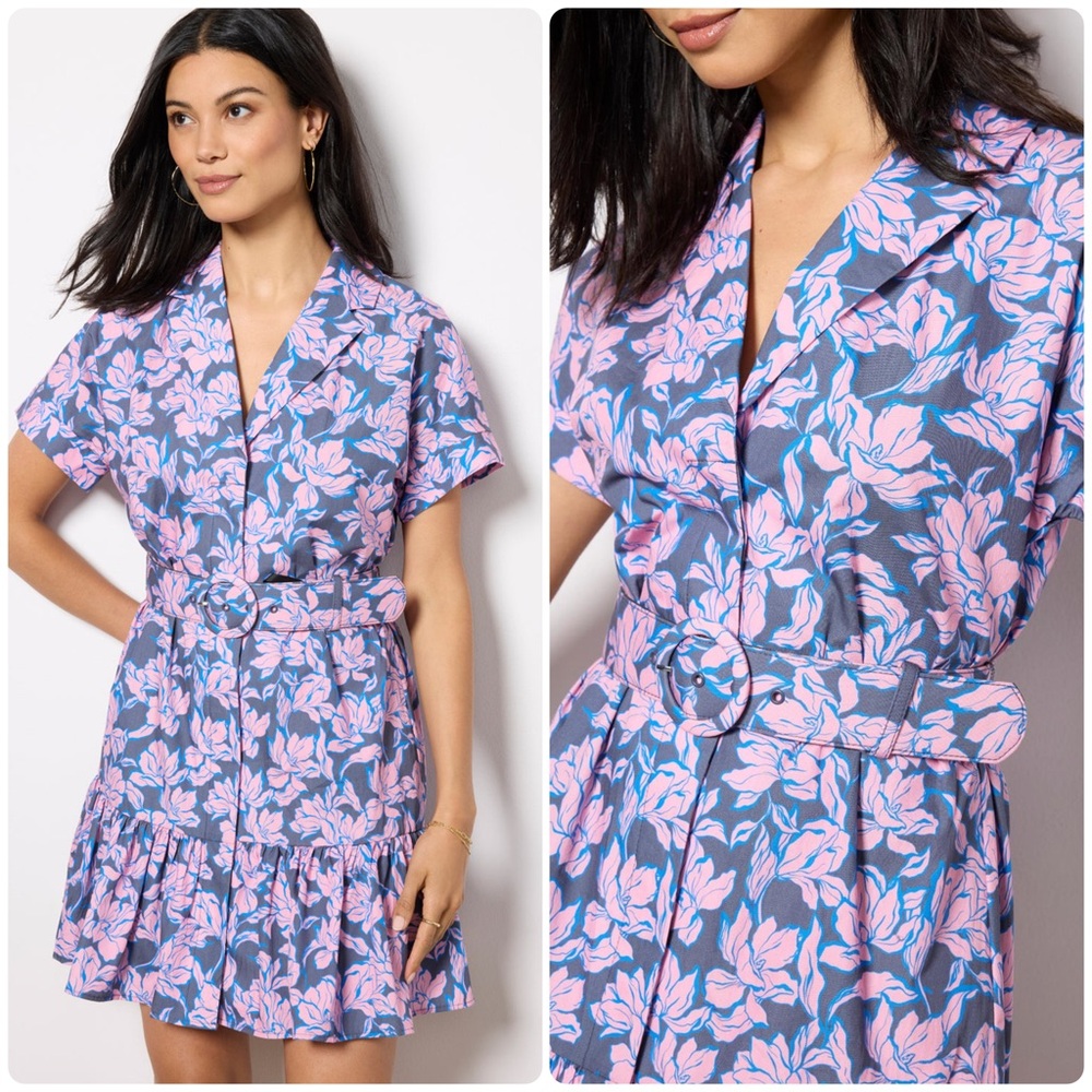 Hutch XL Peach mini dress navy purple in floral print - Picture 4 of 16